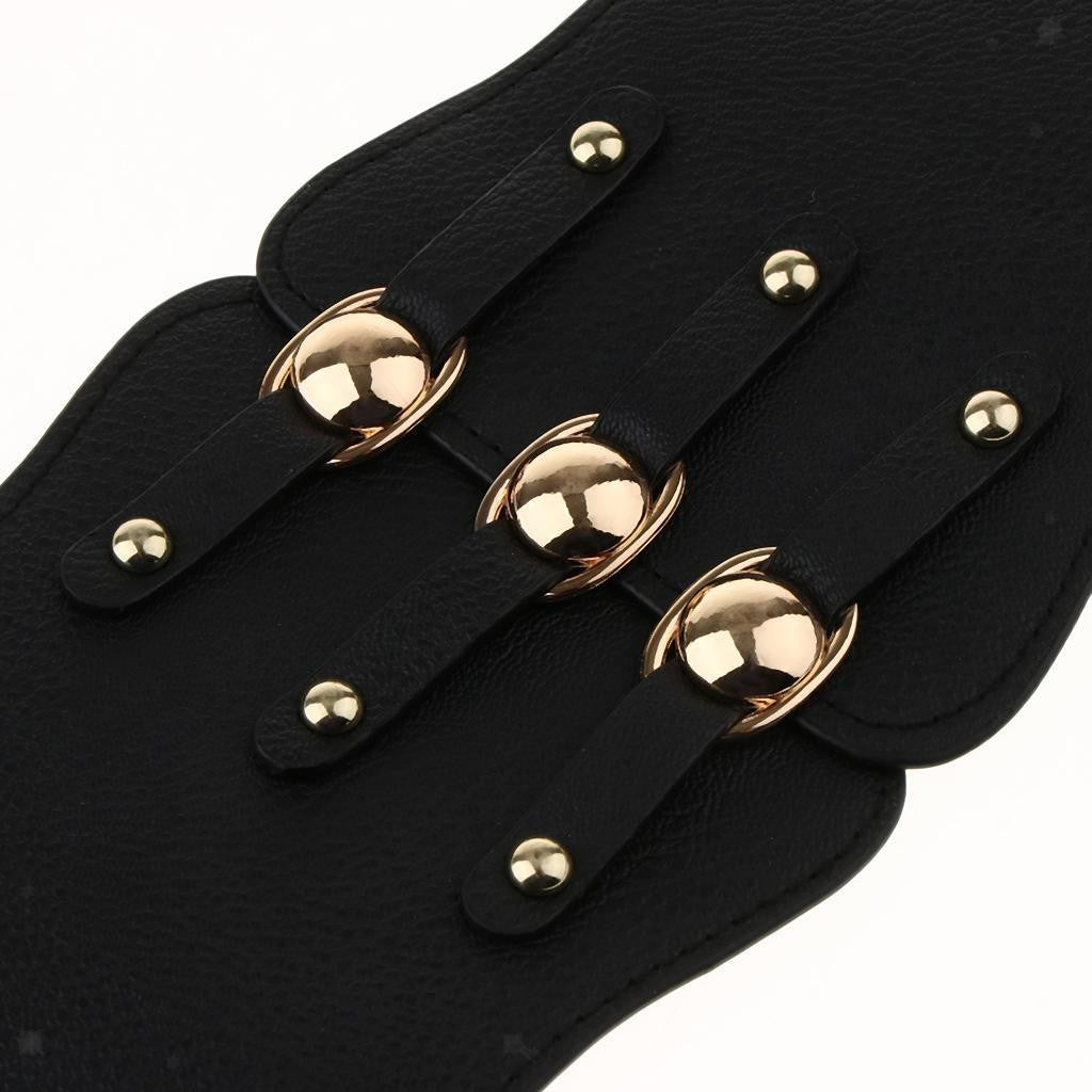 Women's Retro Steampunk Leather Waist Belt Waspie Wide Elastic Corset