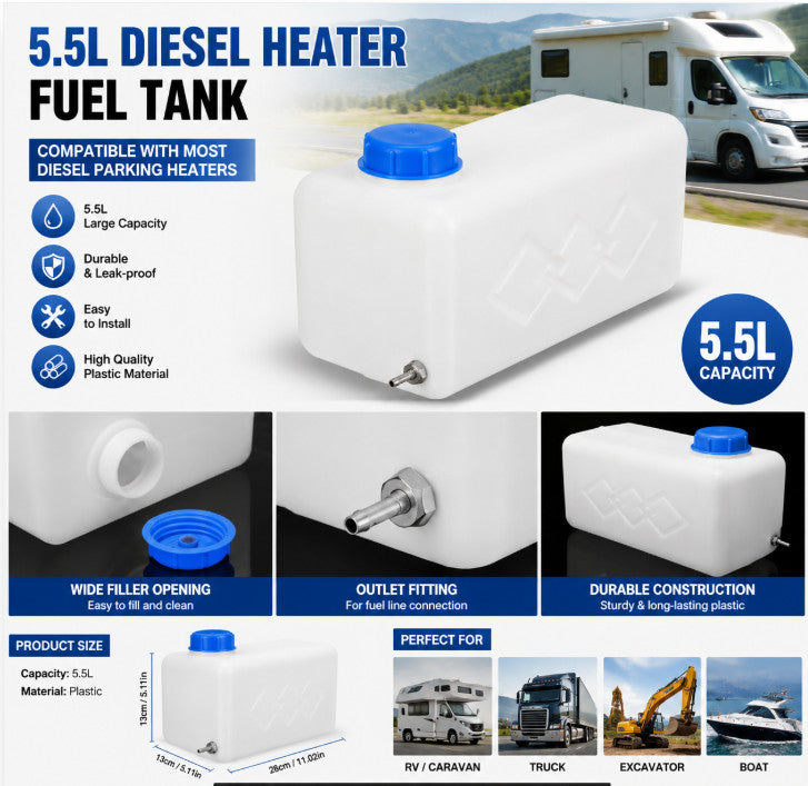 5.5L Diesel Fuel Tank Replacement for 12V Parking Heater RV Caravan Truck