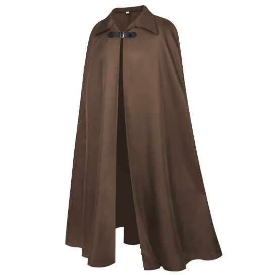 Retro Gothic Long Cloak Lapel Buckle Cape Cosplay Outfit