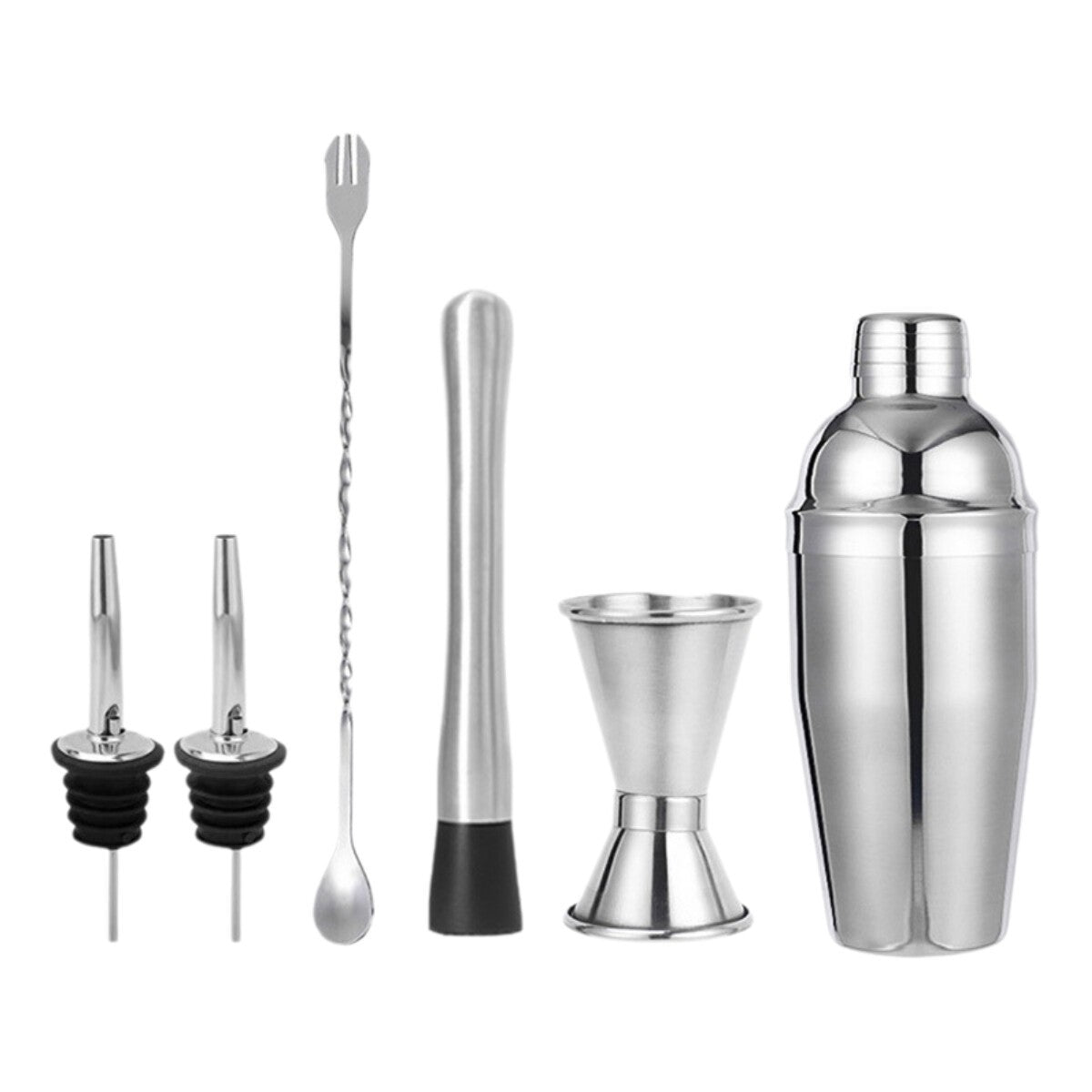 6Pcs 750ml Mixology Cocktail Shaker Set Bartender Kit Mixer Stainless Steel