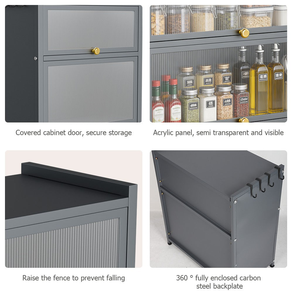 3 Tier Kitchen Storage Cabinet Larder Pantry Cupboard Microwave Stand Shelve UK