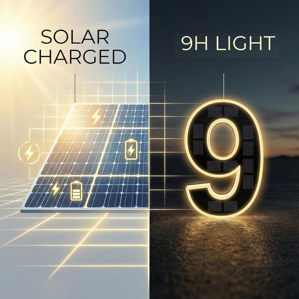 Solar LED House Numbers & Letters, 9 Inch Lighted House Numbers for Outside UK