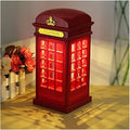 Red London Telephone Booth Night Light Bedside LED Table Lamp USB /Battery