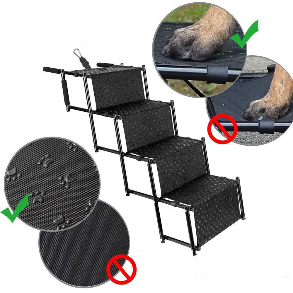Folding 4 Stairs Portable Dog Ramp Steps Car Boot Access Ladder for Pet Dog Cat