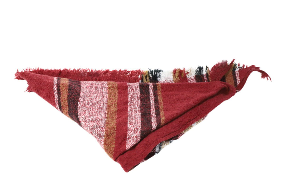 Ladies WINE RED & WHITE  Pashmina Scarf Polyester Plaid Tartan Tessels Shawl