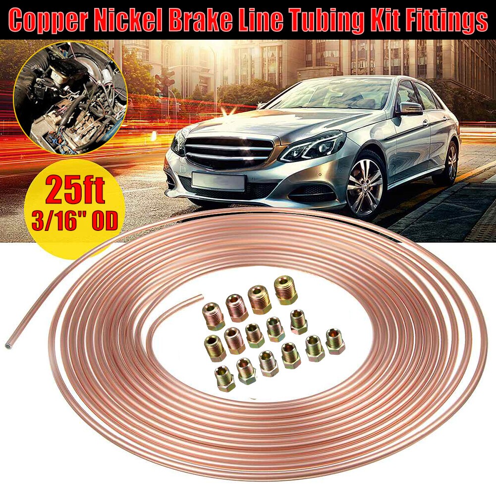 1 Roll 25ft 3/16" OD Copper Nickel Brake Line Pipe Tubing Tube Hose Kit For Car
