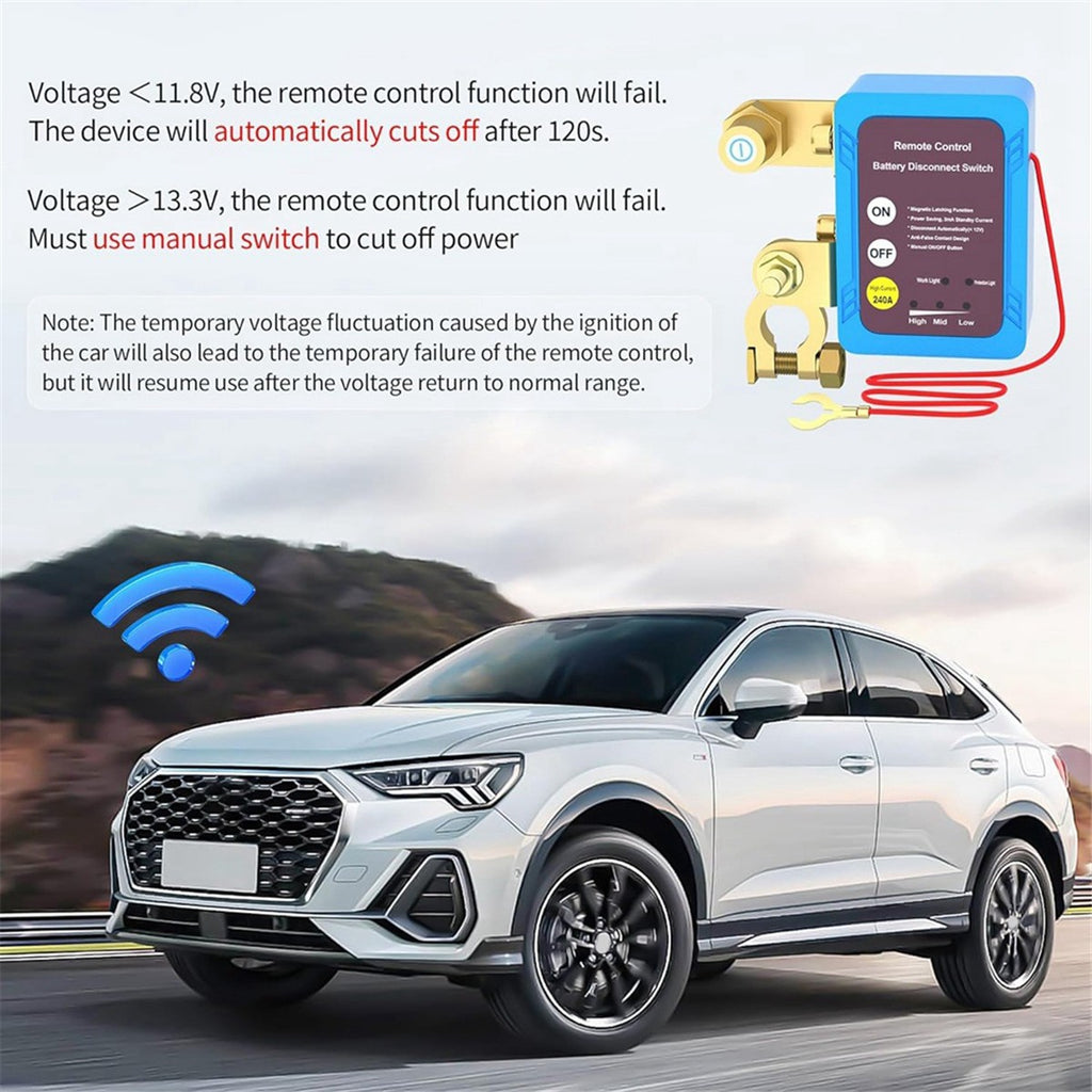 Wireless Dual Remote Battery Disconnect Switch Car Battery Kill Switch 12V 240A