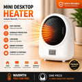 Portable 400W Electric Heater White Desktop Fan Heater Warmer for Home Office UK
