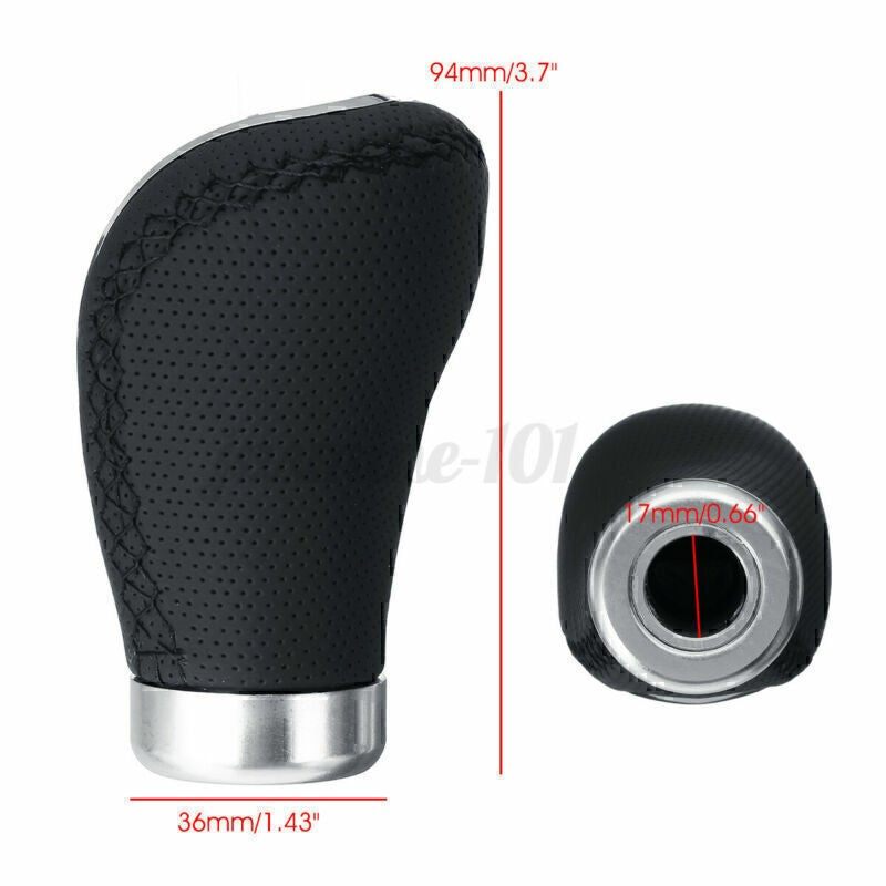 Black PU Leather For 5/6 Speed 3 Cap  Car Manual Gear Shift Lever Shifter Stick