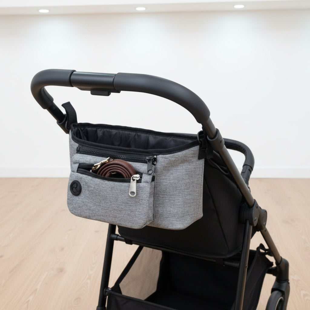 Pet Stroller Organizer Zippered Pocket Stroller Organizer Bag unfastenedTop