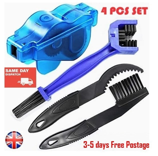 4PCS Bike Chain Cleaner Brush Kit Bicycle Chain Cleaning Wheel Maintenance Tool