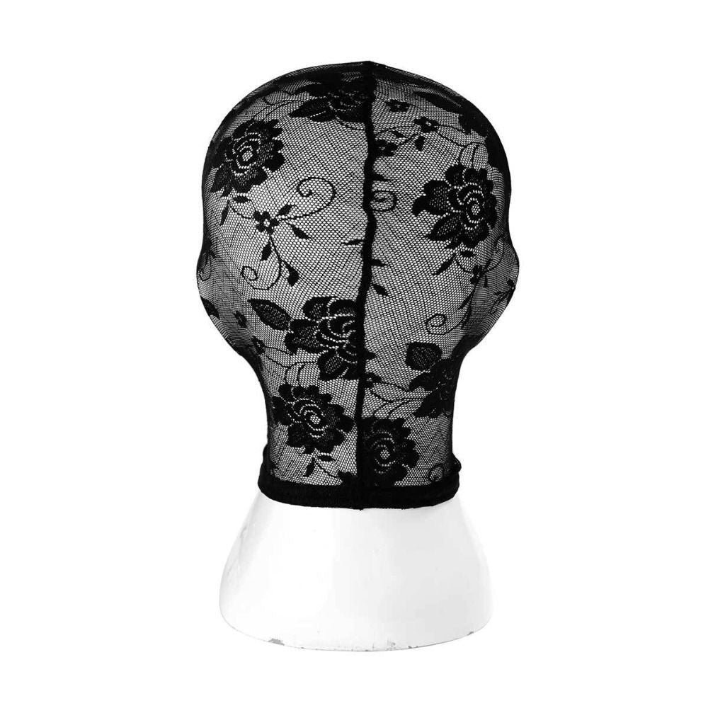 Elastic Black Lace Mask See-through Cosplay Headgear Full Face Hood  Parties