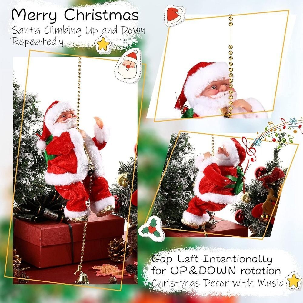Christmas Electric Santa Claus Climbing Ladder Doll Music Xmas Music Decor Party