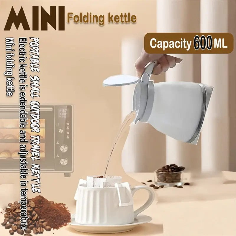 600ML Electric Foldable Kettle Main Camping Travel Silicone White Free Delivery