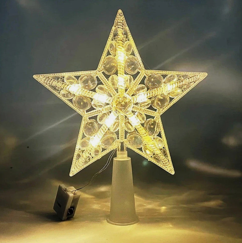 Christmas LED Light Tree Topper Star, Xmas Holiday Tree Decoration Star Light