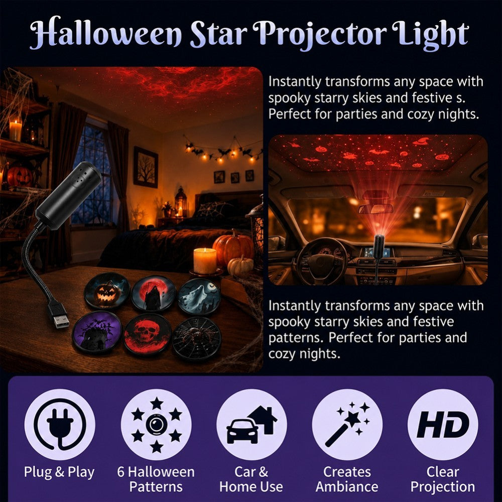 Plug and Play HD Star Projector Halloween Christmas, Projector Halloween XMAS