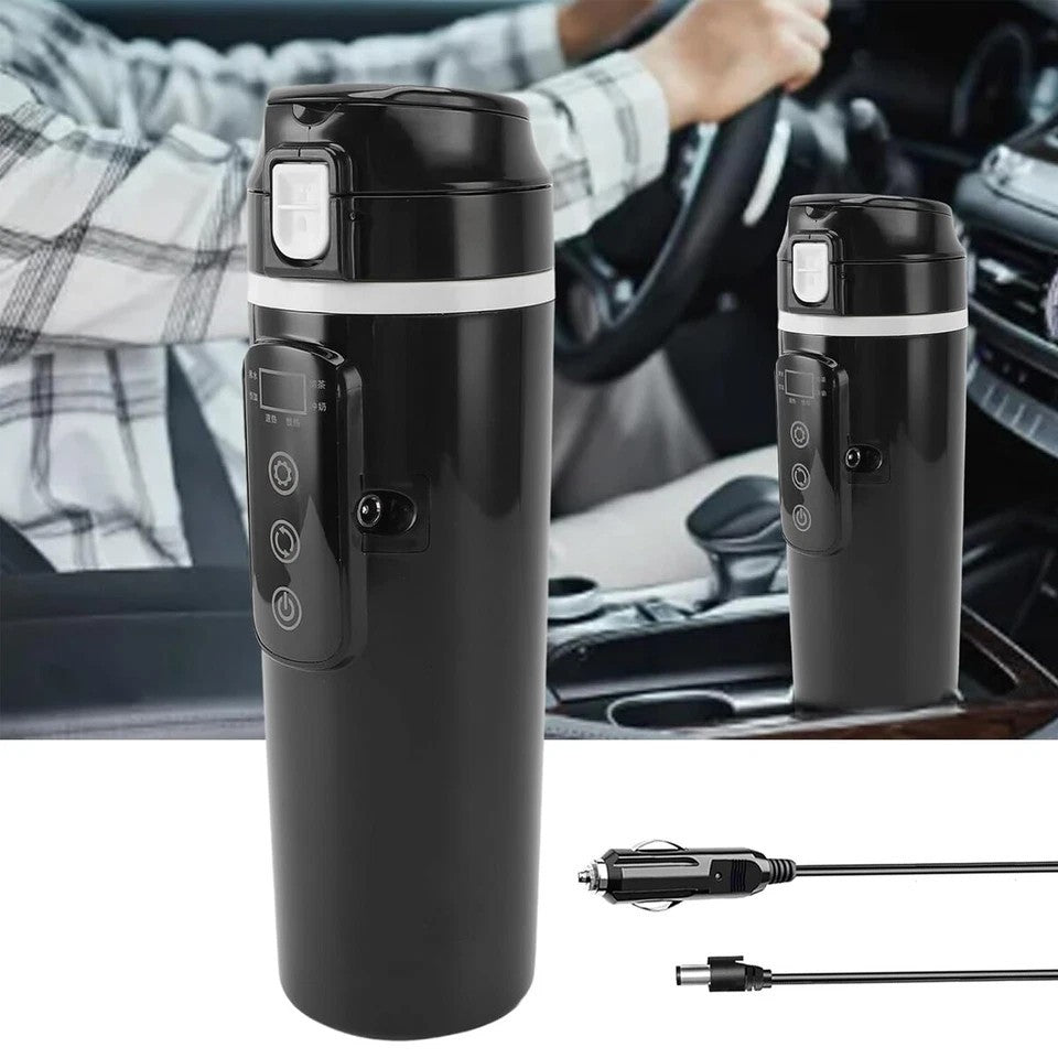 12V/24V Electric Kettle Car Heating Cup 500ml Thermos With Smart Touch Screen .