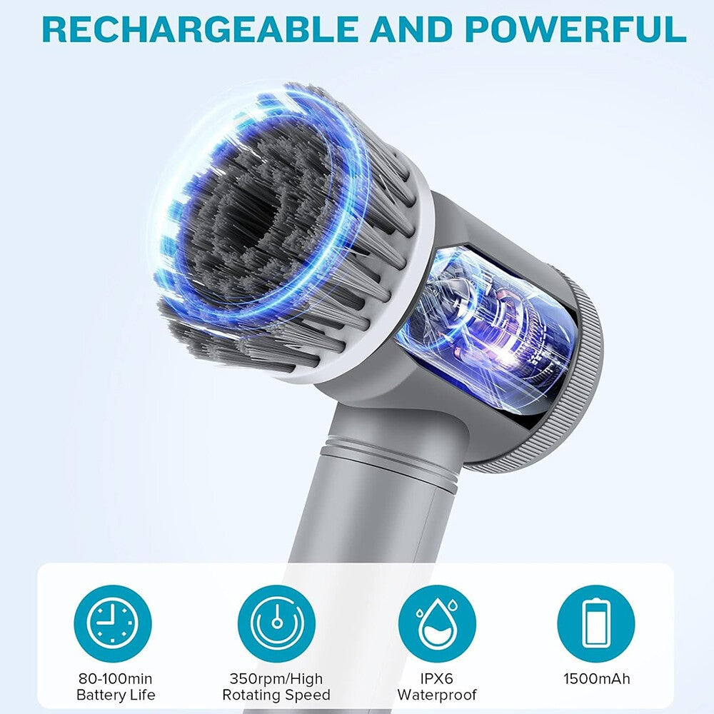 Cordless Electric Spin Scrubber Powerful Turbo Scrub Cleaning Brush Rechargeable