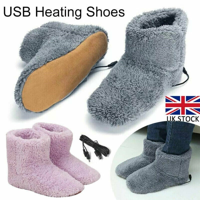 Winter USB Warmer Foot Shoe Plush Warm Electric Slipper Feet Heated Washable New