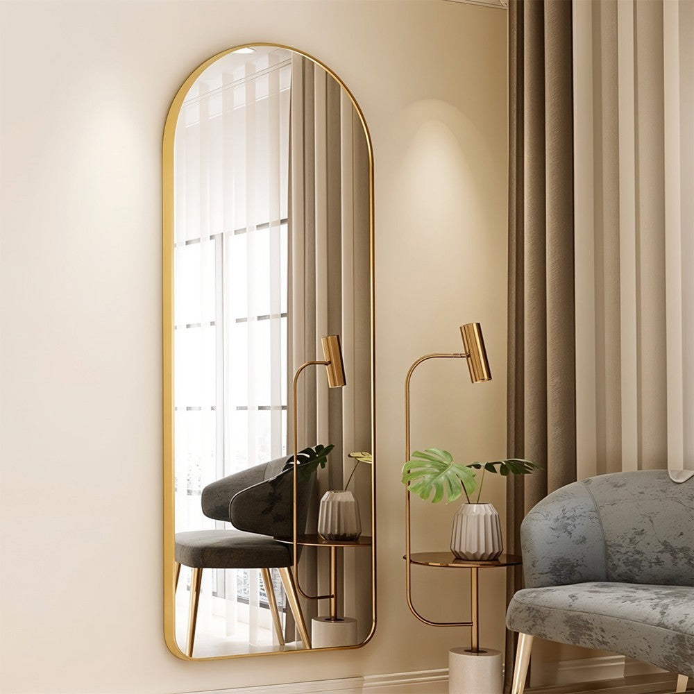 Arched Home Full Length Mirror Floor Wall Hanging Mirror with Stand 50x160cm