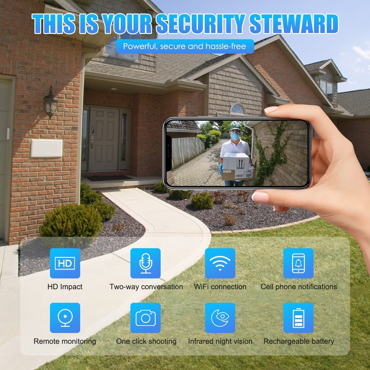 Wireless Smart Video Doorbell WiFi Security Camera Phone Door Ring Intercom Bell