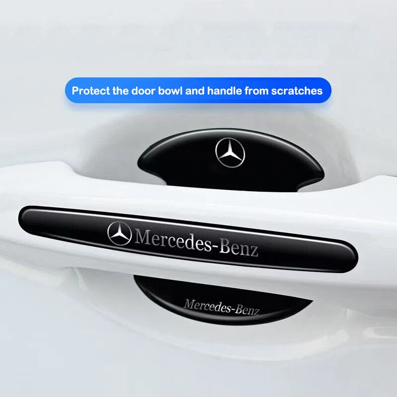 8pcs Black Car Door Handle Bowl Scratch Sticker Protector Film for Mercedes Benz