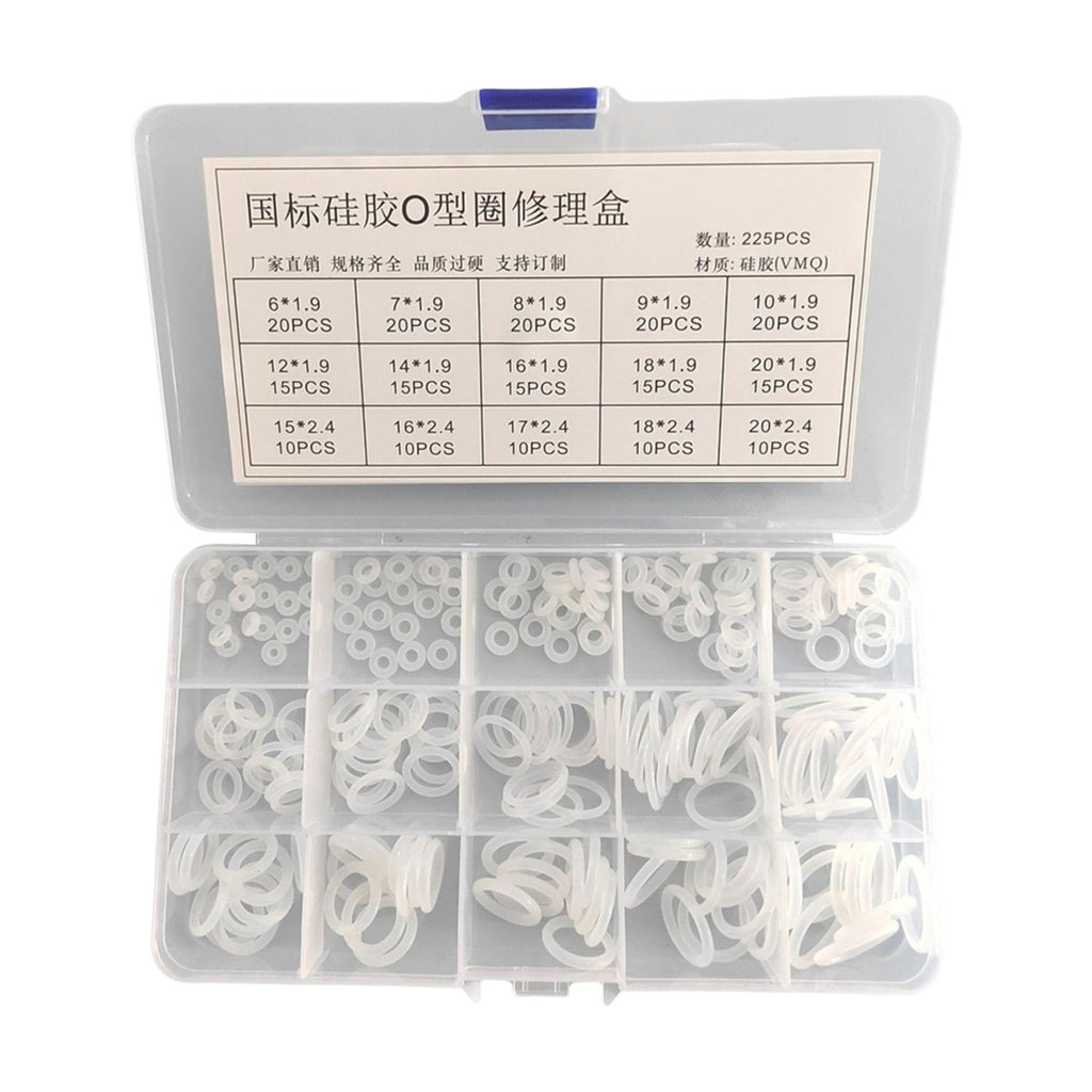 225 PCS Clear Food Grade Silicone O Rings Rubber Set o Ring Silicone Seal Kitnew