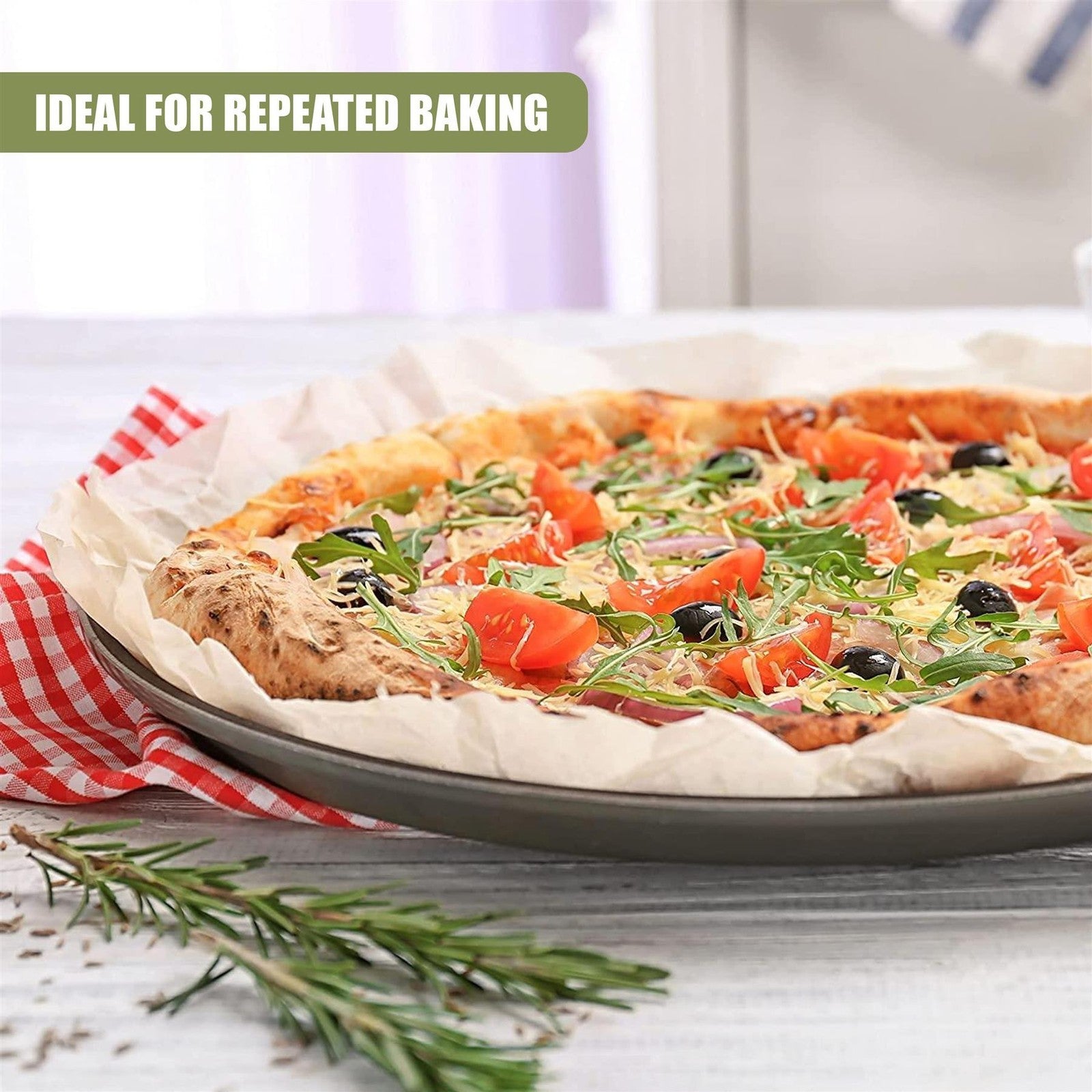 3x12.6" Large Non Stick Pizza Tray Baking Round Oven Tray Carbon Steel Pizza Pan