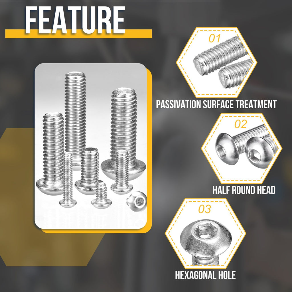 M5-0.8x140mm Button Head Socket Cap Screws 5Pack 304 Stainless Steel Silver