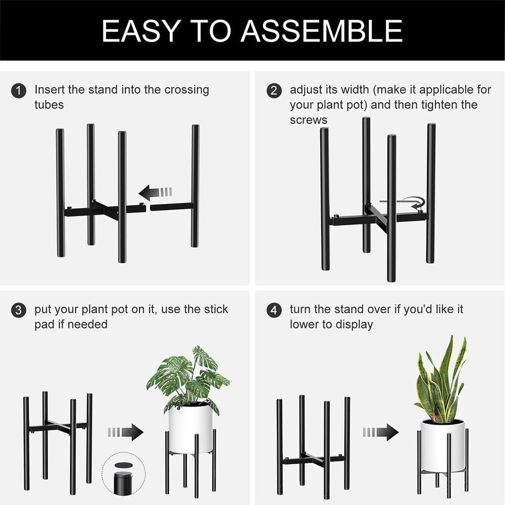 Adjustable Flower Pot Plant Stand Metal Indoor Outdoor Expandable Plant Holder