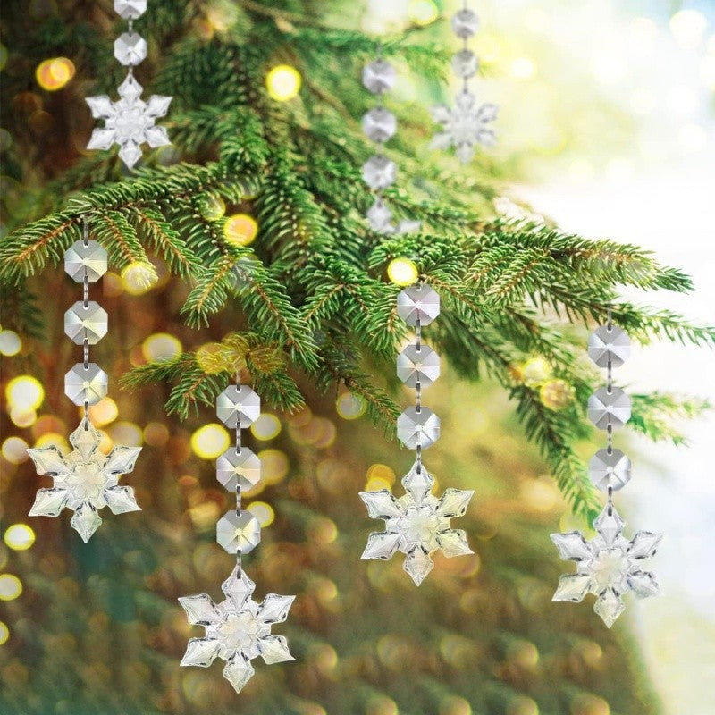 30x Snowflake Crystal Christmas Ornaments Hanging Pendants Xmas Tree Decorations