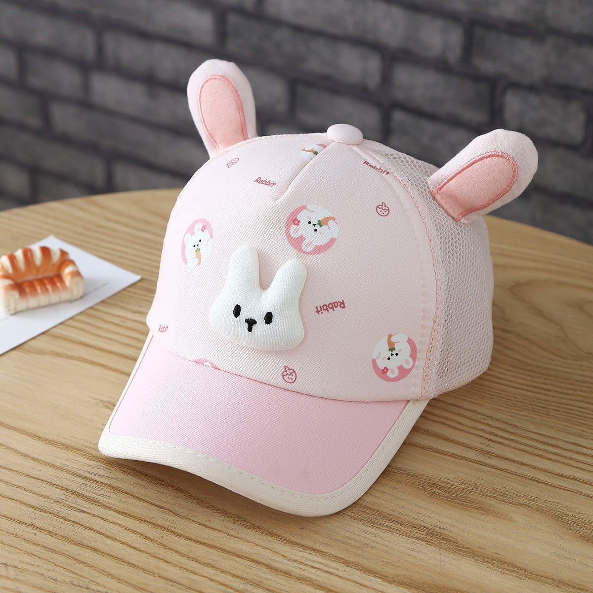 Children's Trendy Printed Lettering Cartoon Animal Semi-netted Brimmed Hat...