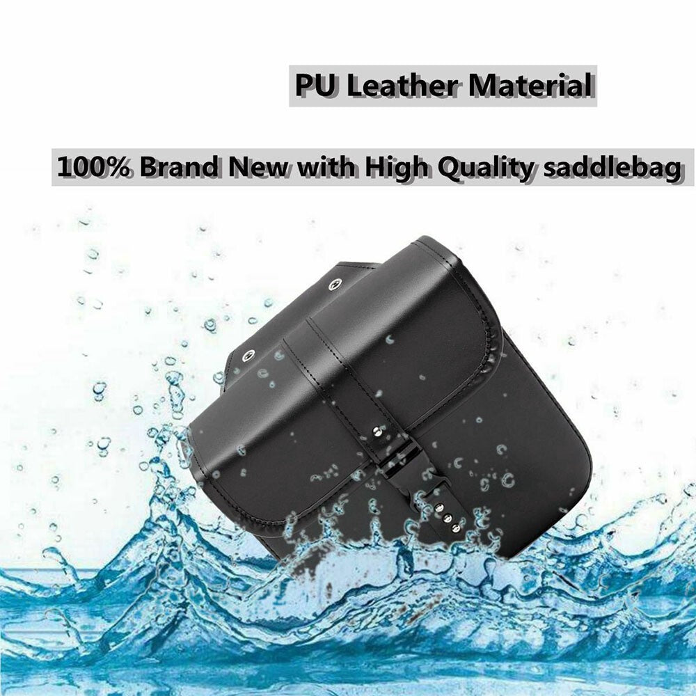 2x Motorbike Saddle Bags Luggage Pouch PU Leather Motorcycle Panniers Universal
