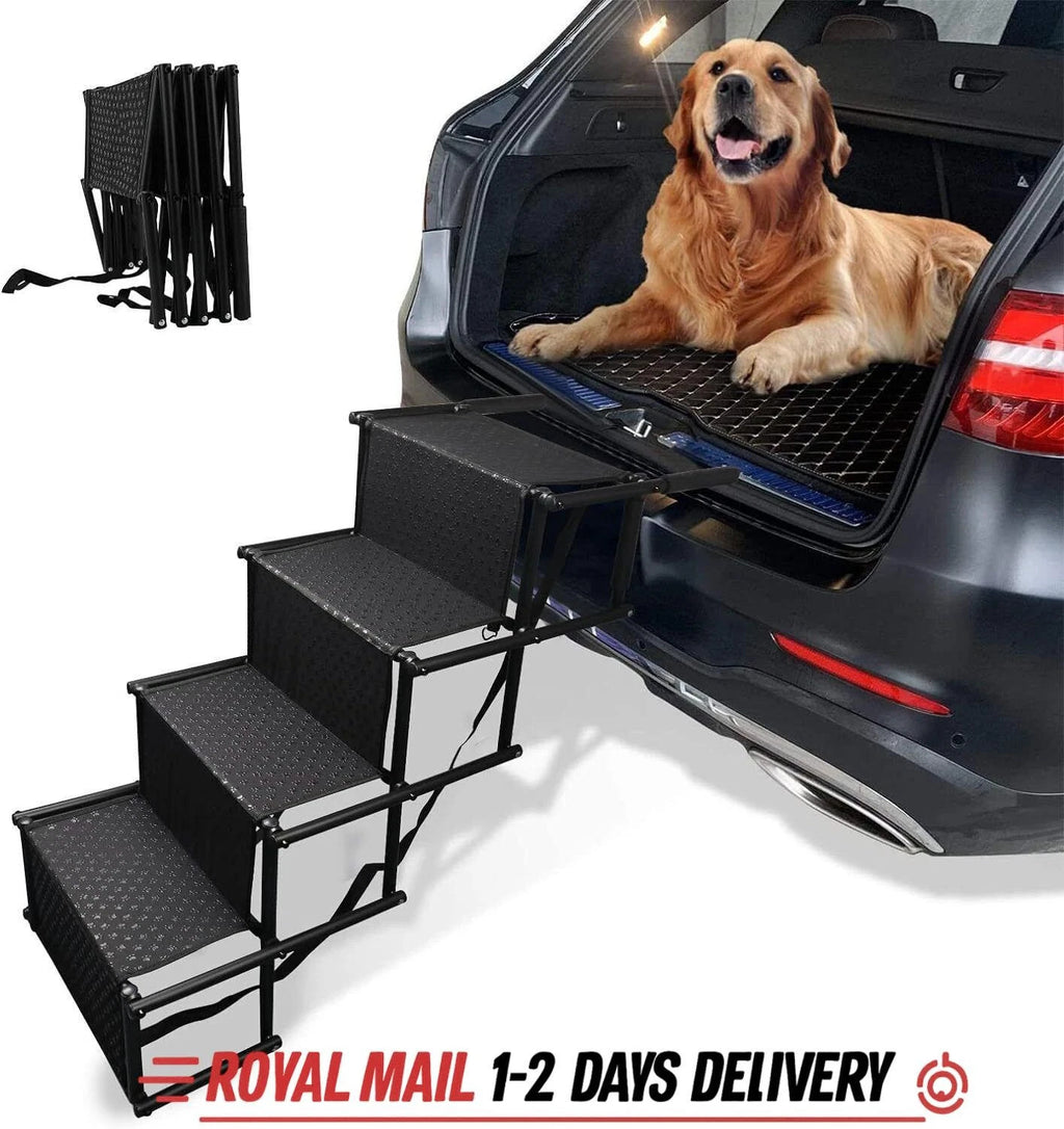 Folding 4 Stairs Portable Dog Ramp Steps Car Boot Access Ladder for Pet Dog Cat