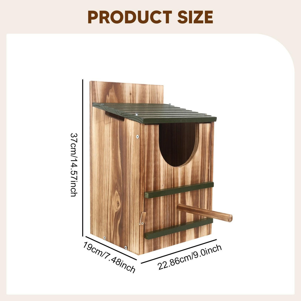 Wood Bird House Owl Nesting Box Waterproof Decorative Weatherproof Hanging.*