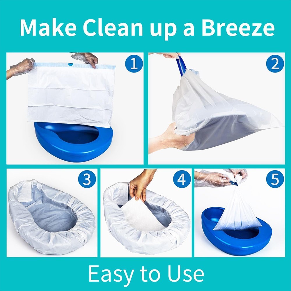 Pack of 40 Commode Liners with Absorbent Pad Disposable Odorless Universal Bags