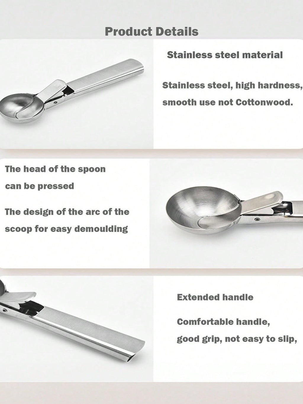 Large Stainless Steel Ice Cream Scoop with Trigger Heavy Duty Non-Stick UK
