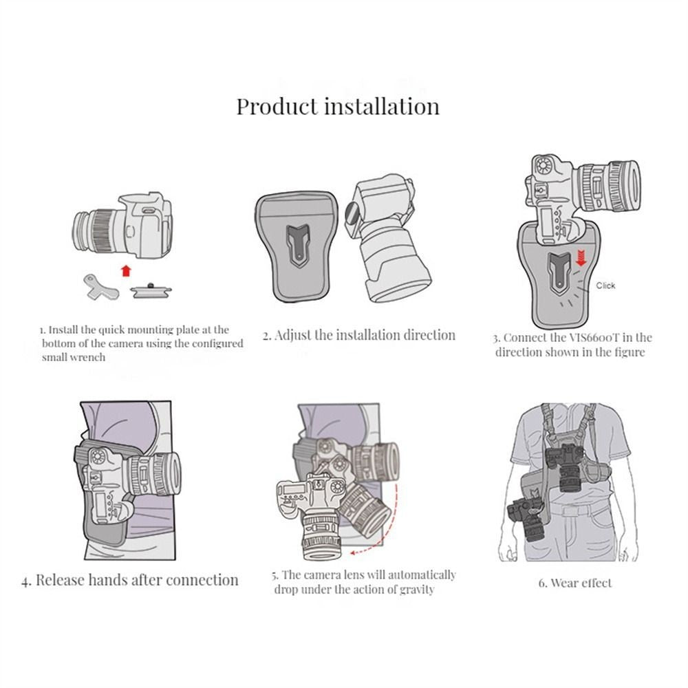 1set Camera Carrying Chest Harness System Vest Quick Strap with Side Holster