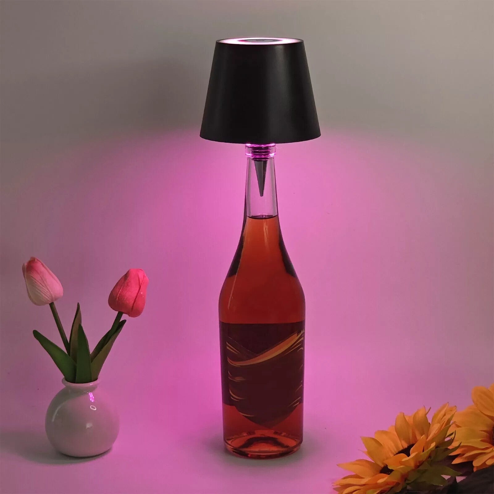 2*Wireless Bottle Table Lamp Touch 3 Color Stepless Dimming Night Bar Desk Light