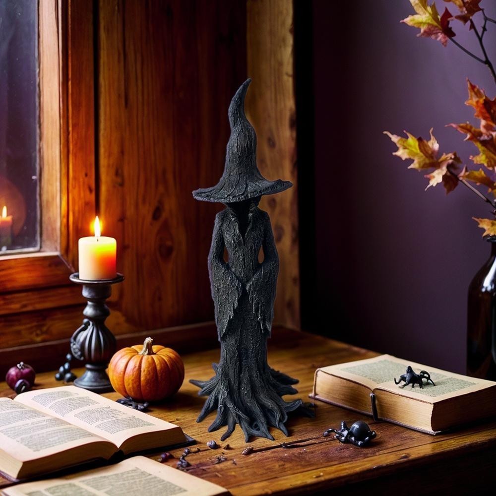 Witch Statue Resin Craft Desktop Decoration Halloween Ornament Home Decoration