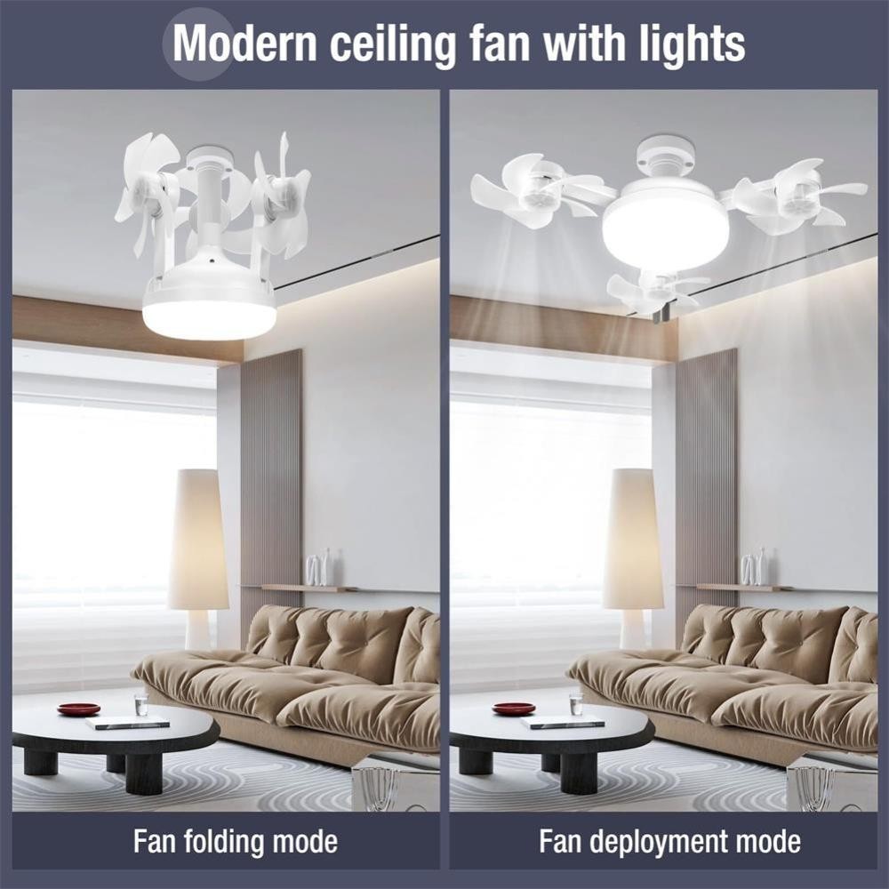 60W LED Ceiling Fan with Light Dimmable E27 Bedroom Living Room Fan Lamp Modern