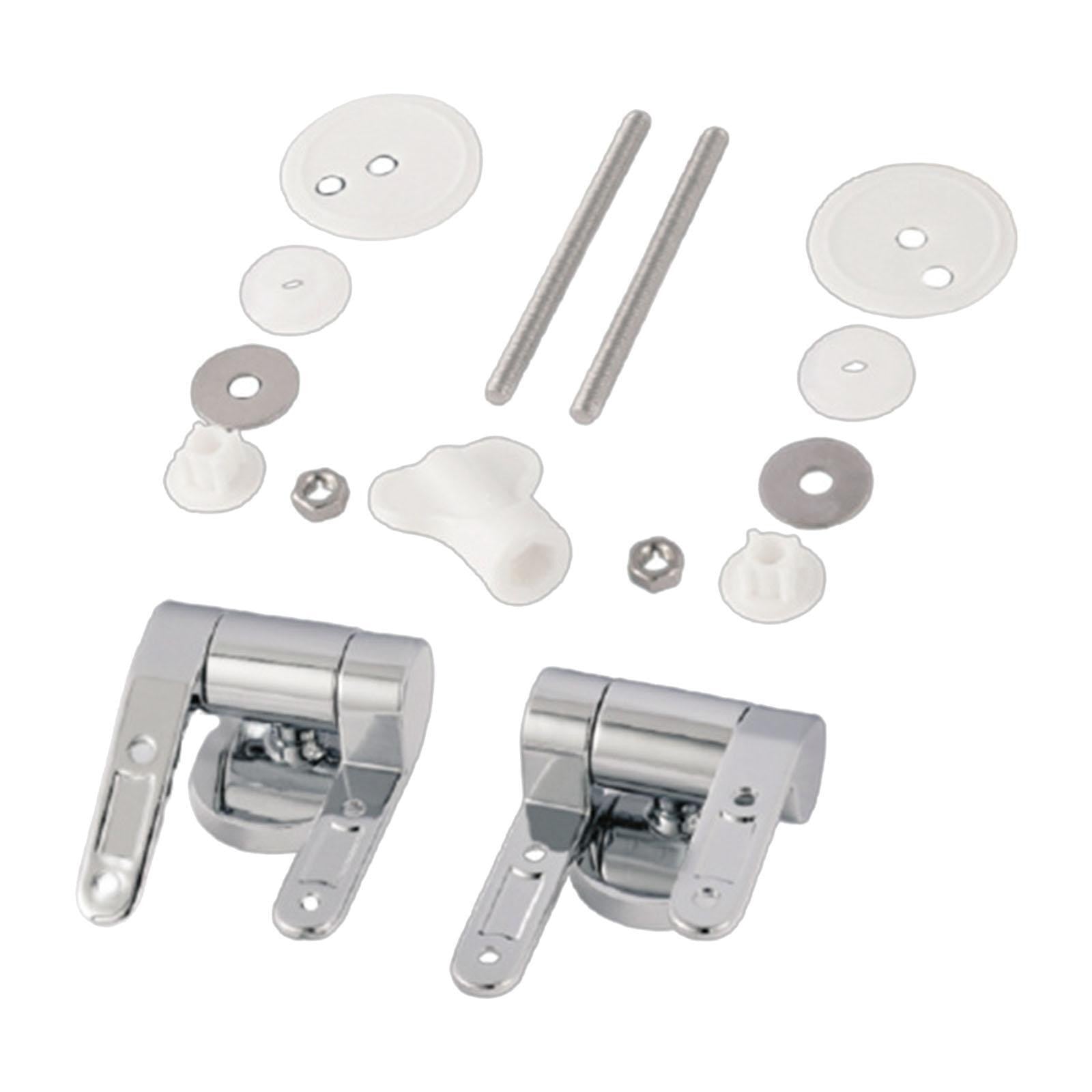 2pcs WC Toilet Seat Hinges Universal Hinge Replacement Hinge Set with Fittings
