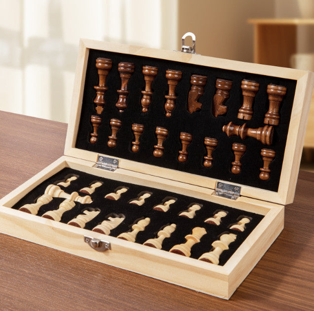 Chess Wooden Set Folding Chessboard Magnetic Pieces Wood Board UK New
