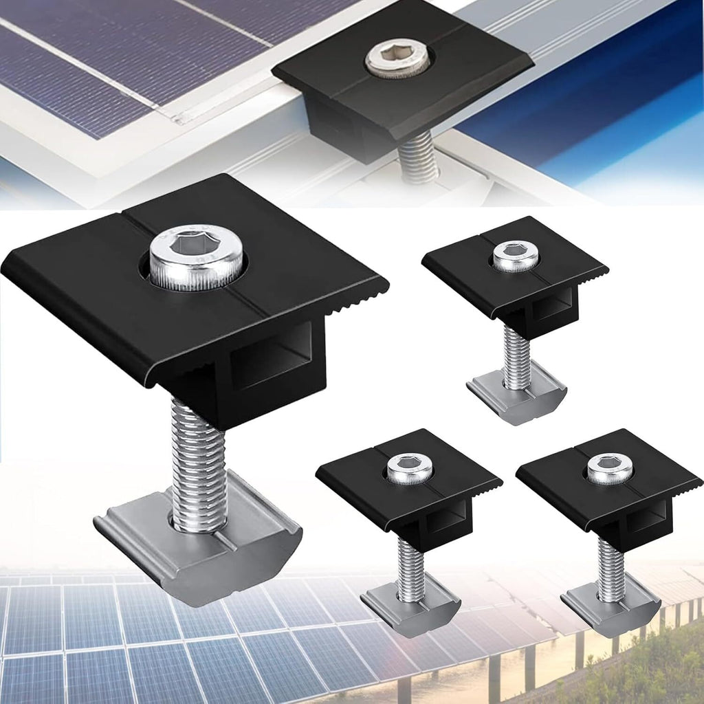 8 Pieces Solar Panel Mounting Rail Bracket Holder Middle Clamp Fixing Kit