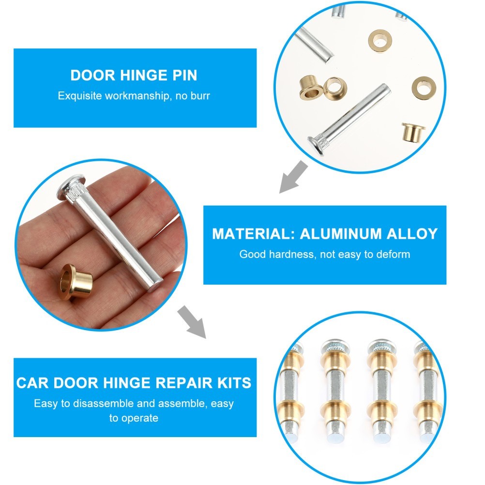 4pcs Car Door Hinge Pin Repair Kit Auto Door Hinge Replacement Set