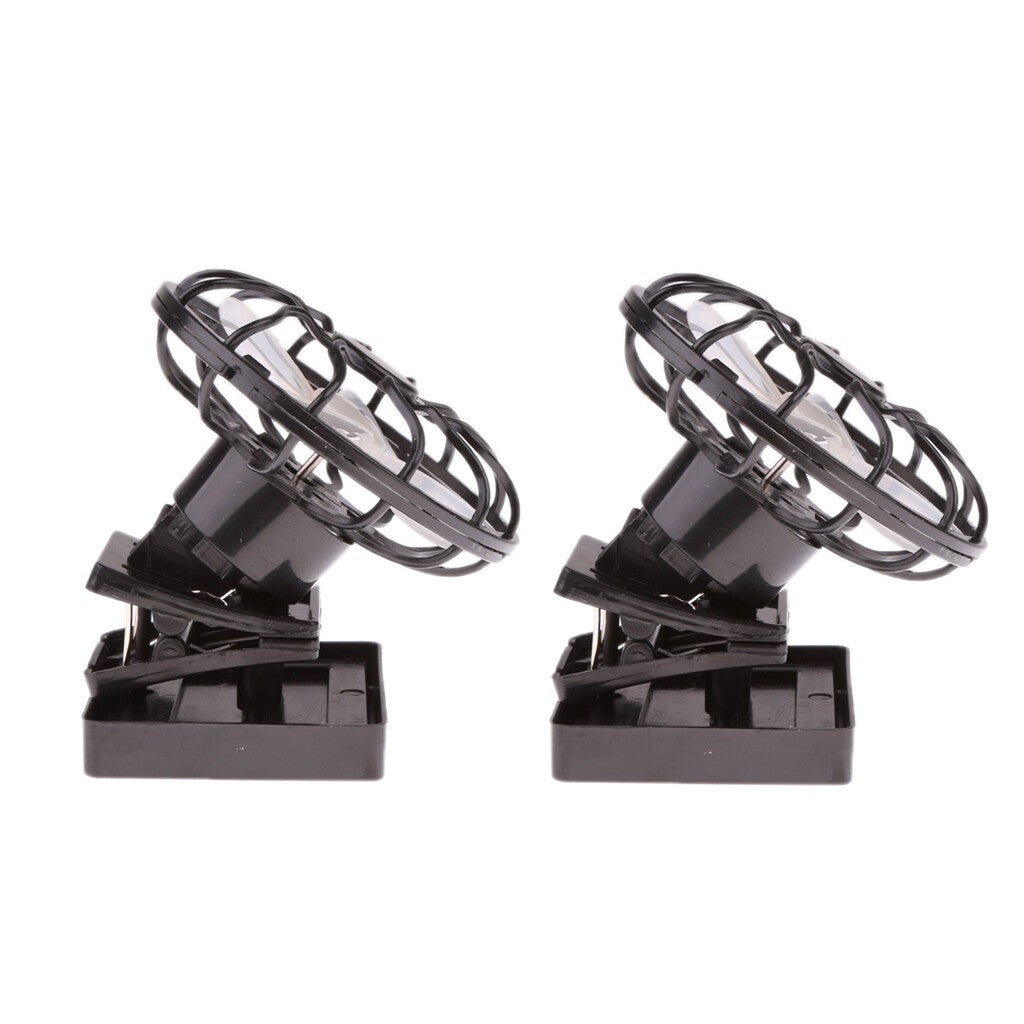 2Pcs Clip-on Mini Solar Panel Fan Outdoor Hat Cooling Fan Camping Cooler