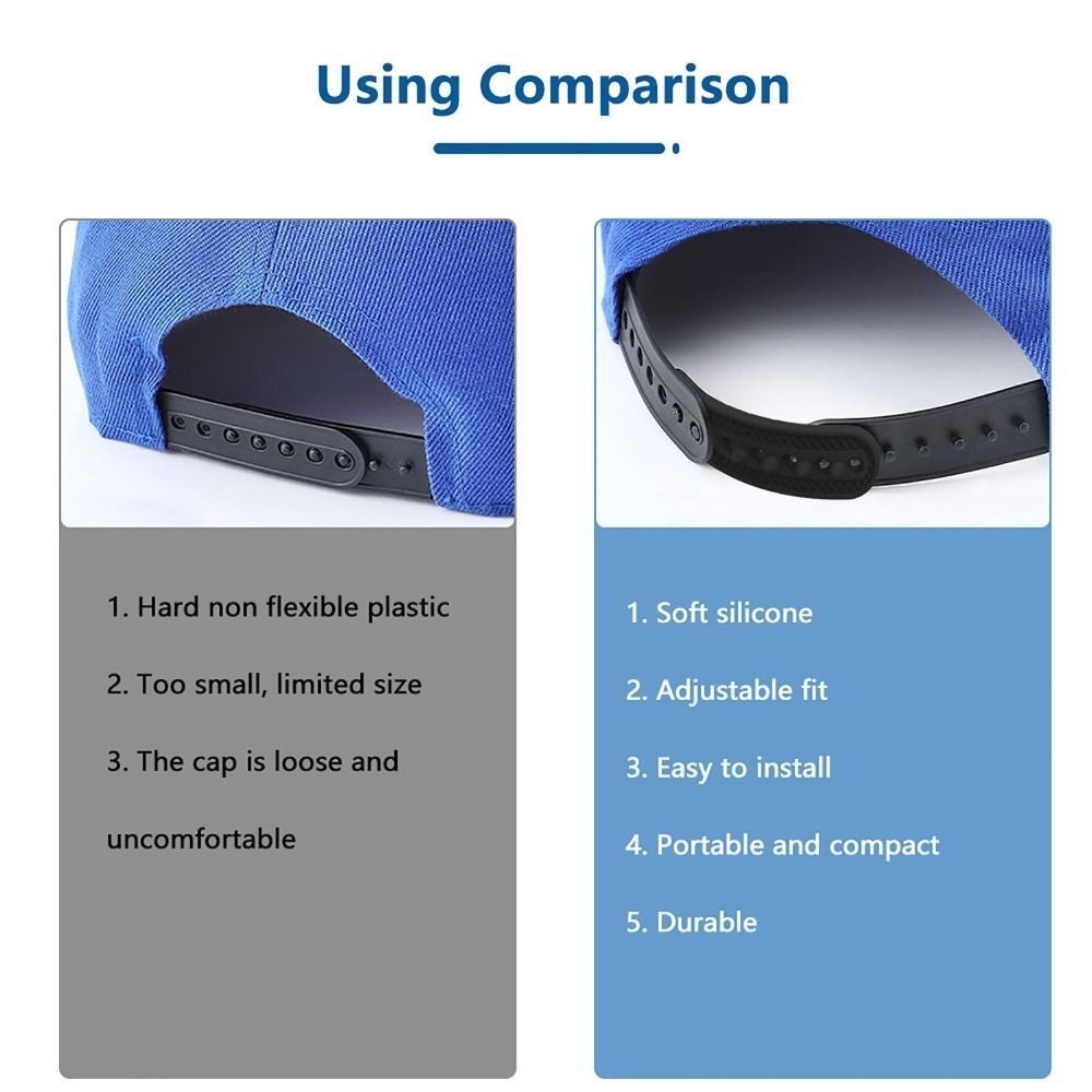 2Pcs Durable Reusable Cap Extender Baseball Cap Adjustable Straps  for Women Men