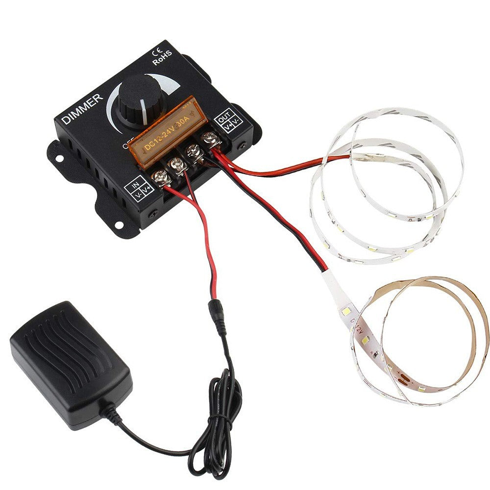 DC 12V-24V 30A PWM Dimming Controller with Knob LED Light Strip Switch Dimmer