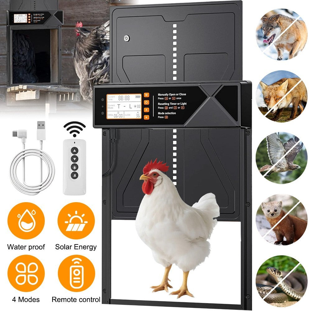 Large Electric Chicken Coop Door IP45 Waterproof Chicken Door Opener With Timer