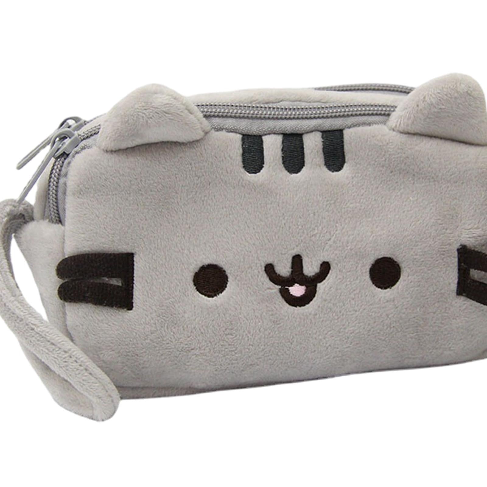 Plush Pencil Case Cute Cat Pencil Bag Makeup Bag Storage Pouch Multipurpose